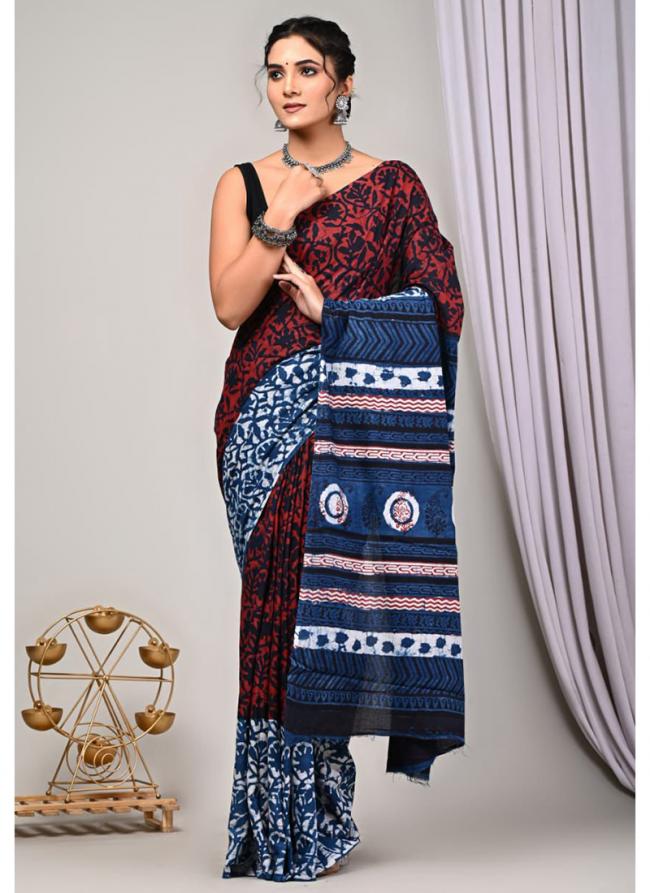 Cotton Multi Colour Casual Wear Printed Saree